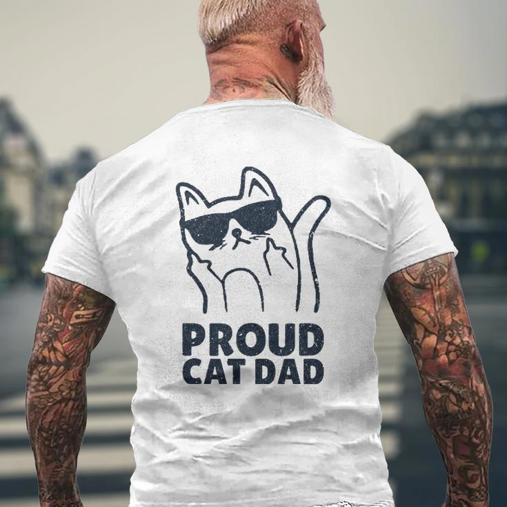 Retro Proud Cat Dad Showing The Finger For Cat Lovers Mens Back Print T-shirt Gifts for Old Men