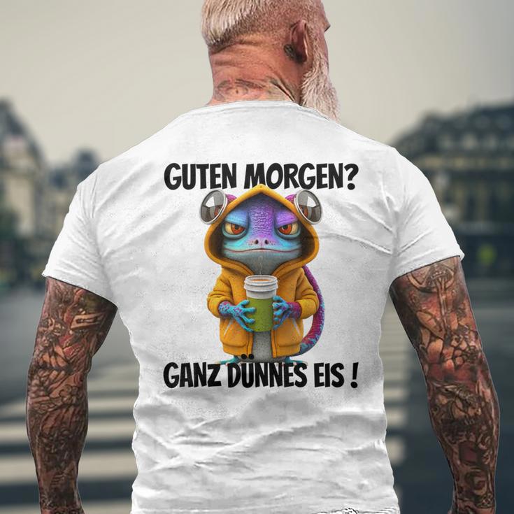 Saying Guten Morgen Ganz Thin Ice Gecko T-Shirt mit Rückendruck Geschenke für alte Männer