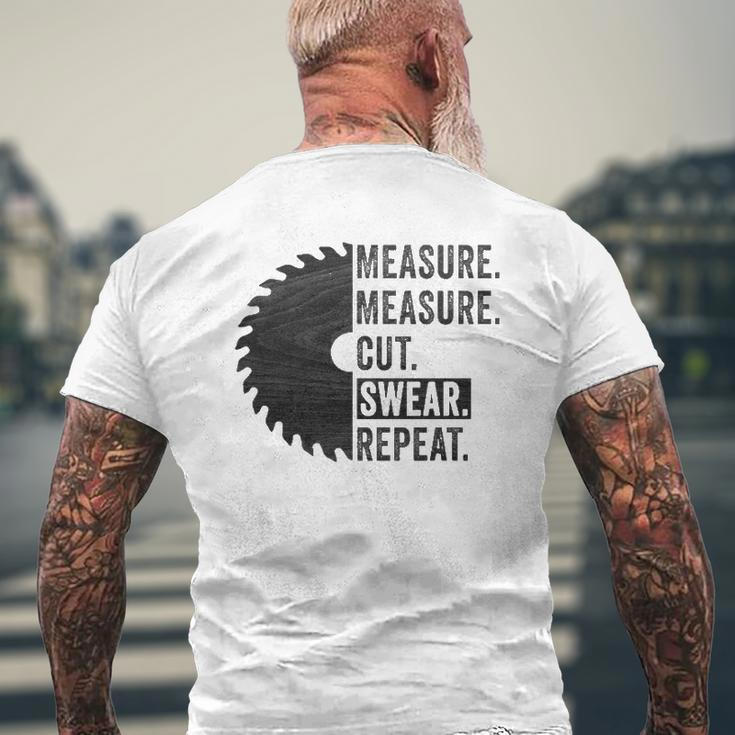 Woodworking Dad Measure Cut Swear Handyman Father's Day Mens Back Print T-shirt Gifts for Old Men
