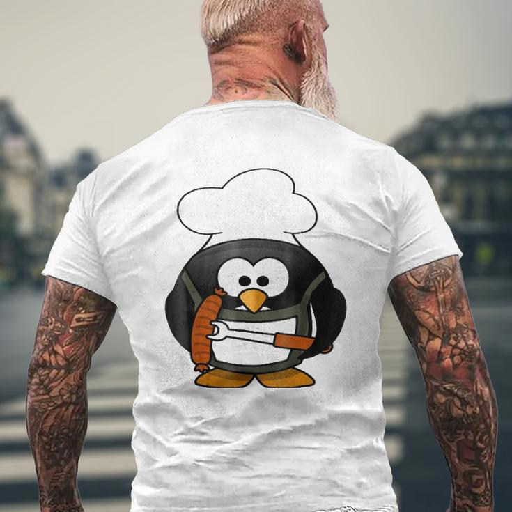 penguin Cooking Grill-Barbeque Or Dads Bbq Mens Back Print T-shirt Gifts for Old Men