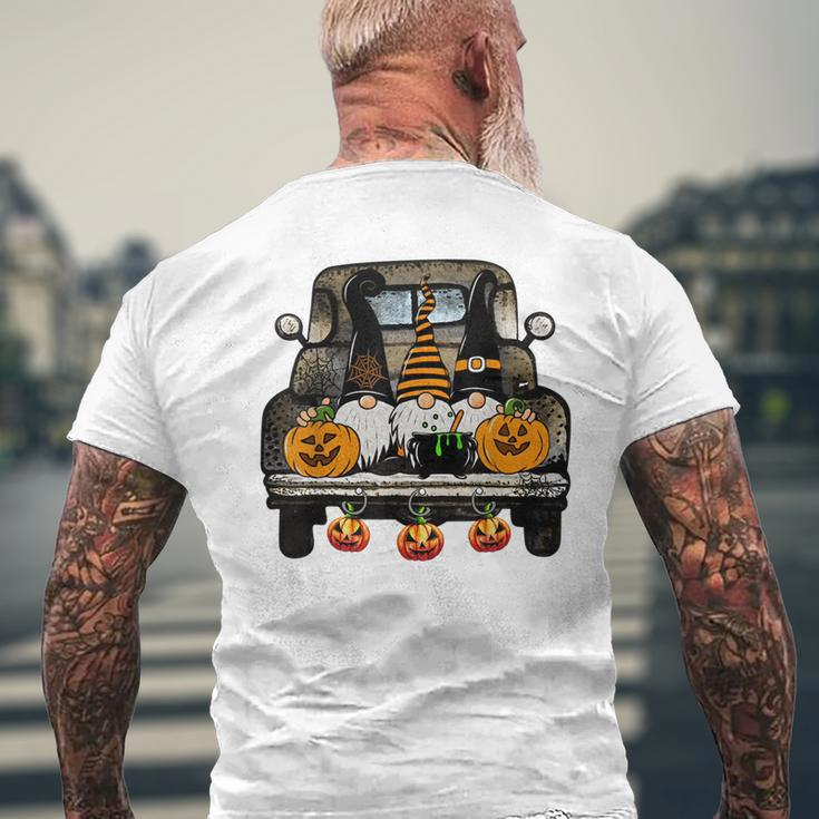 Gnomes Truck Scary Pumpkins Autumn Halloween Costume Mens Back Print T-shirt Gifts for Old Men