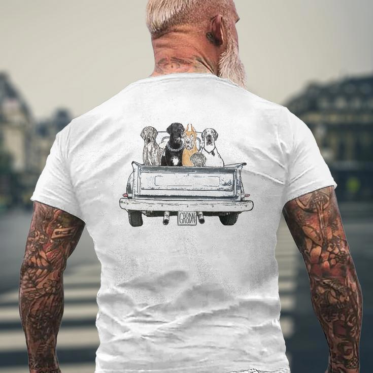 Great Danes In A Pickup Truck Top For Men Large Dog Dad Mens Back Print T-shirt Gifts for Old Men