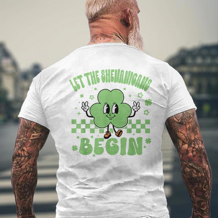 Groovy Let The Shenanigans Begin St Patricks Day Lucky Men's T-shirt Back Print Gifts for Old Men