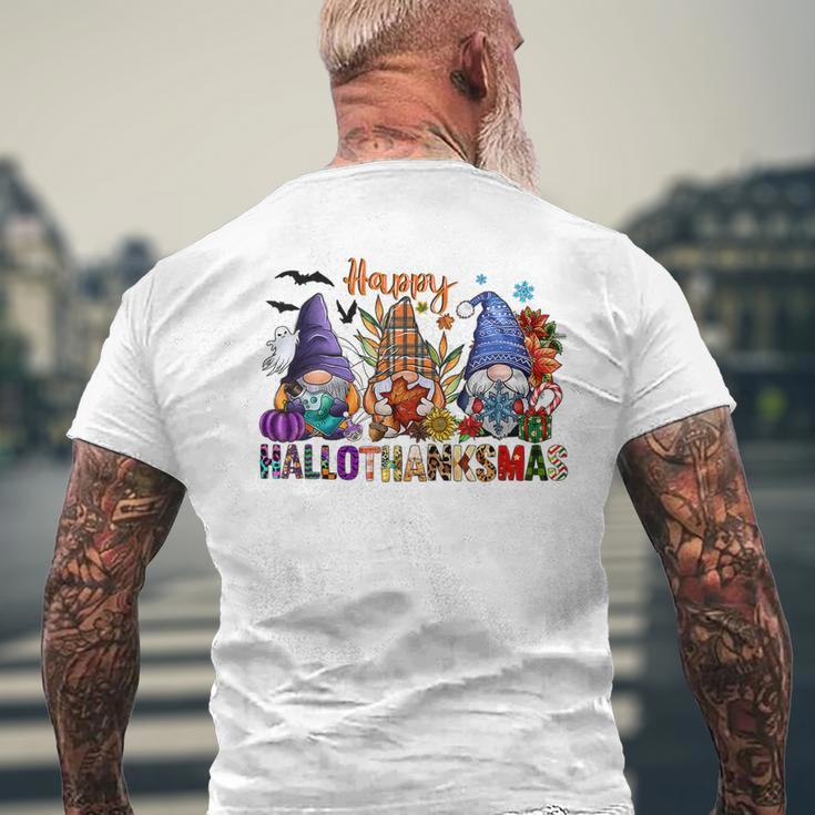 Happy Hallothanksmas Gnomes Halloween Thanksgiving Christmas V30 Mens Back Print T-shirt Gifts for Old Men