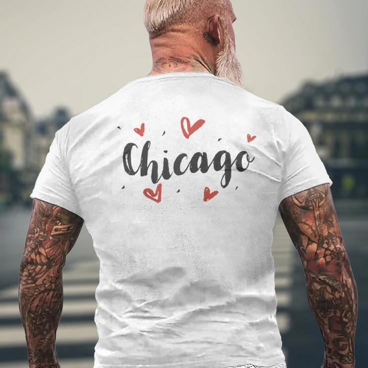 I Heart Chicago Illinois Cute Love Hearts Men's T-shirt Back Print Gifts for Old Men