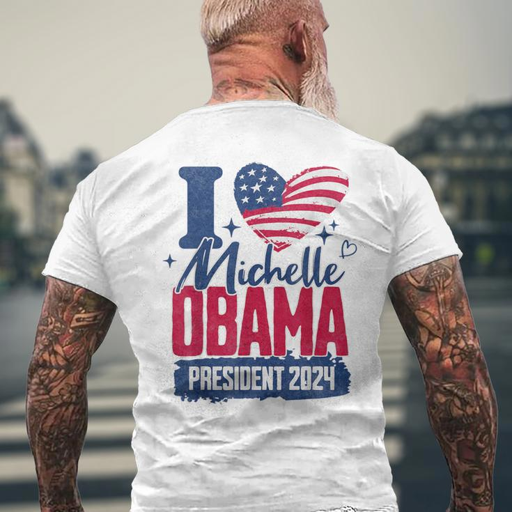 I Heart Michelle Obama 2024 For President Retro Election Men's T-shirt Back Print Gifts for Old Men