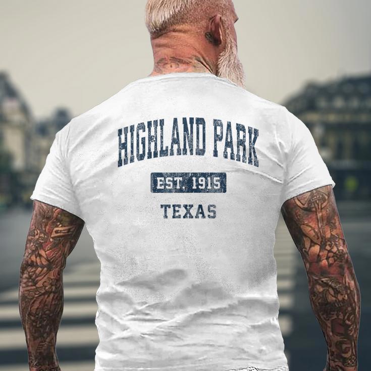 Highland Park Texas Tx Vintage Sports Established Navy Desig Men's T-shirt Back Print Gifts for Old Men