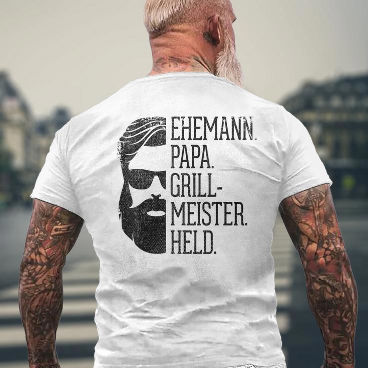 Husann Papa Grillmeister Held Griller Dad Grandpa Gray S T-Shirt mit Rückendruck Geschenke für alte Männer