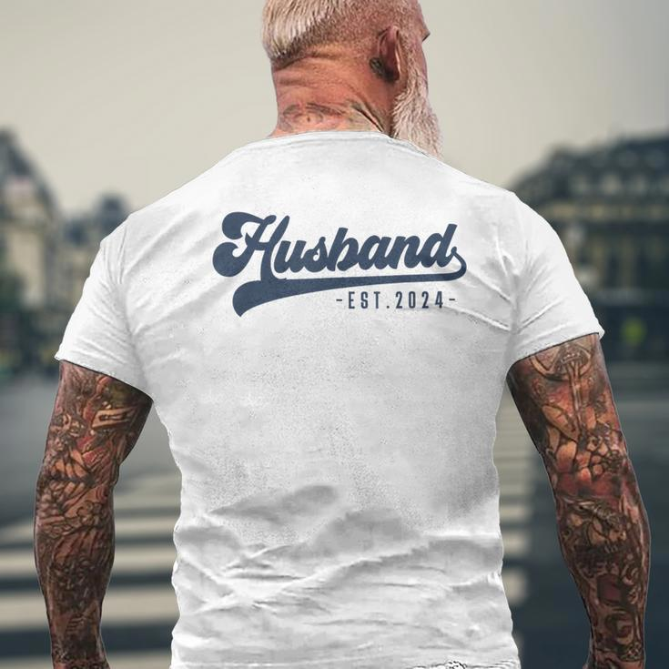 Husband Est 2024 Just Married Honeymoon Hubby Wedding Couple Men's T-shirt Back Print Gifts for Old Men