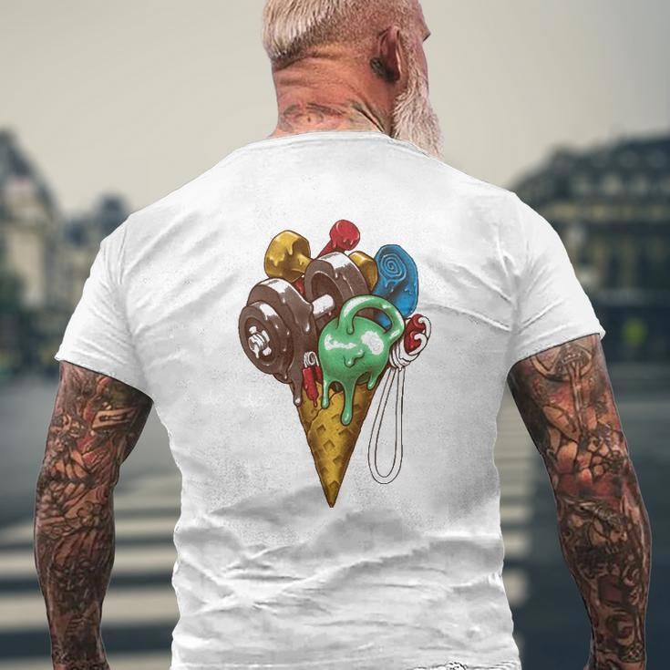 Ice Cream Gym Workout Mens Back Print T-shirt Gifts for Old Men