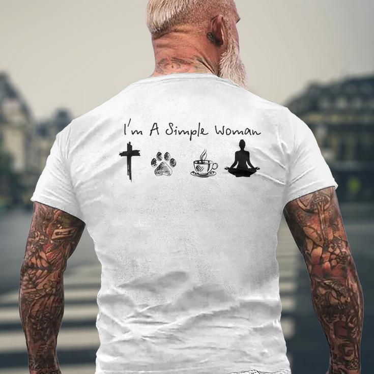 Ich Bin Eine Einfache Frau Jesus Hund Kaffee Yoga T-Shirt mit Rückendruck Geschenke für alte Männer