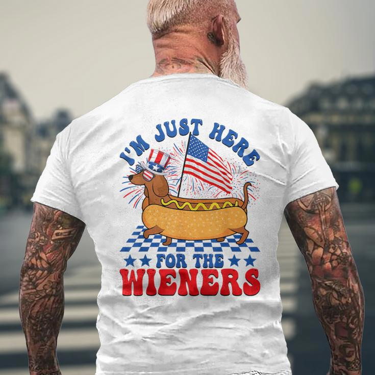 I'm Just Here For Wieners Dachshund Dog Hotdog 4Th Of July Men's T-shirt Back Print Gifts for Old Men