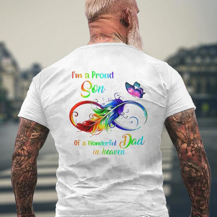 I'm A Proud Son Of A Wonderful Dad In Heaven 95 Father's Day Mens Back Print T-shirt Gifts for Old Men