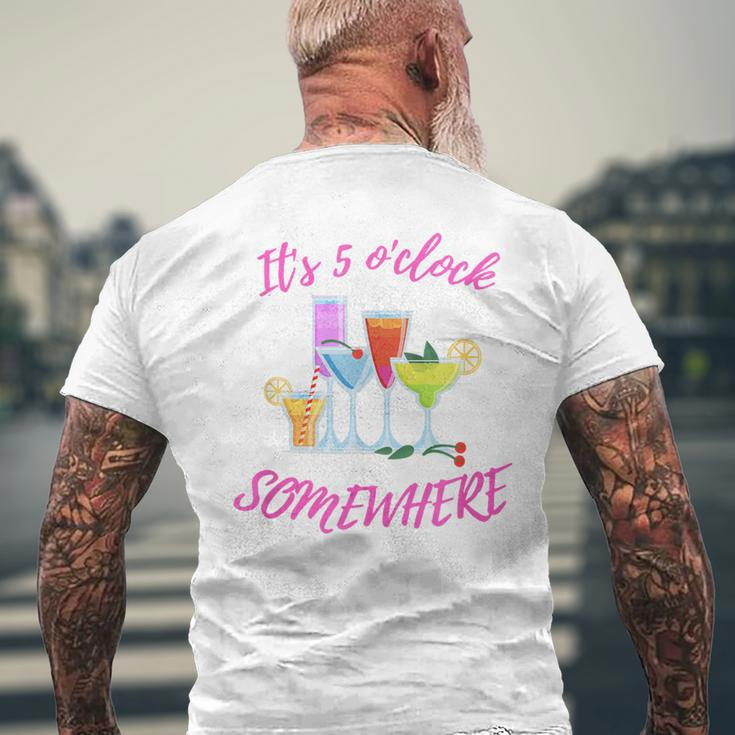 It's 5 O’Clock Somewhere Hello Summer Beach Lover Summertime Men's T-shirt Back Print Gifts for Old Men