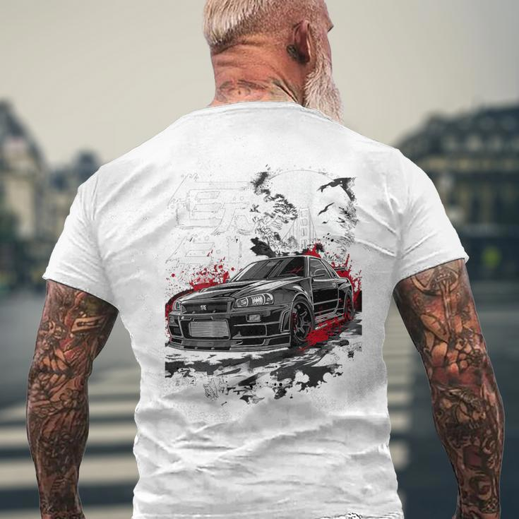 Jdm Tokyo Japan Golden Gate Bridge R34 Japanese Drift Car T-Shirt mit Rückendruck Geschenke für alte Männer
