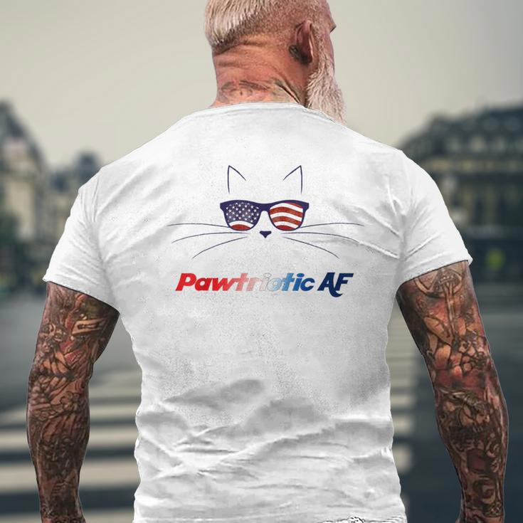 July 4Th American Cat Pawtriotic Af Patriotic Kitty Men's T-shirt Back Print Gifts for Old Men