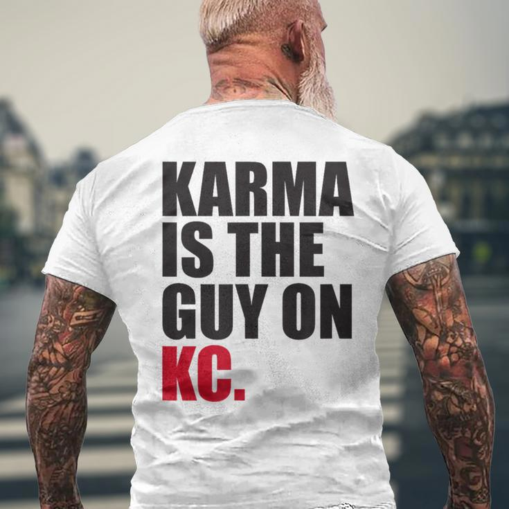 Karma Is The Guy On Kc White Kansas City Football Men's T-shirt Back Print Gifts for Old Men