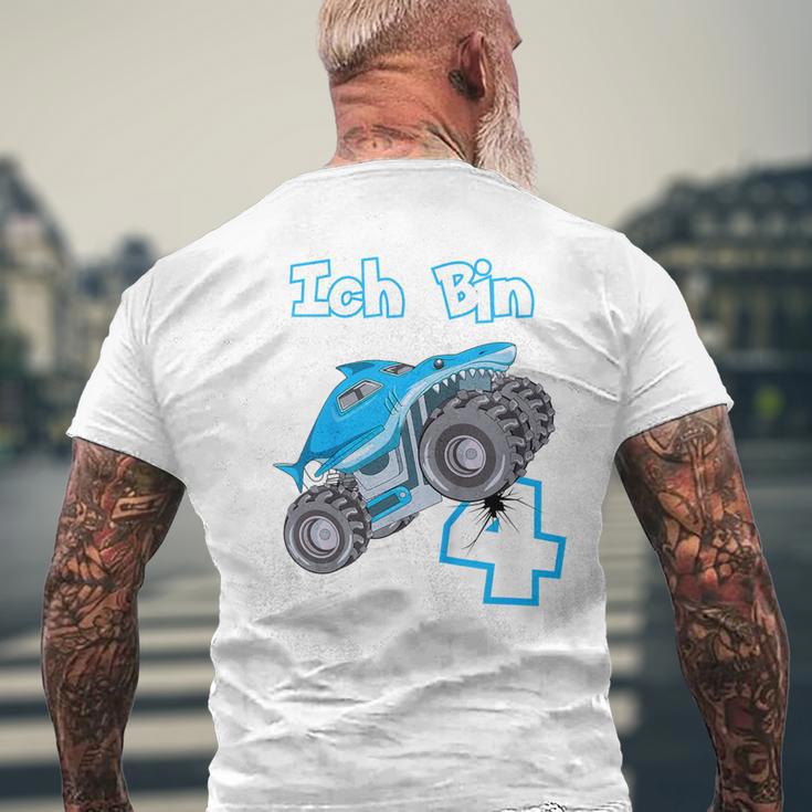 Kinder 4 Jahre Monster Truck Haifisch Geburtstag Junge T-Shirt mit Rückendruck Geschenke für alte Männer