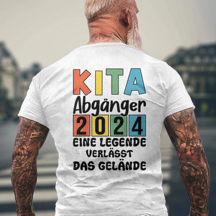 Kinder Kita Abgänger 2024 Schulkind Einschulung Schule Letzter Tag T-Shirt mit Rückendruck Geschenke für alte Männer