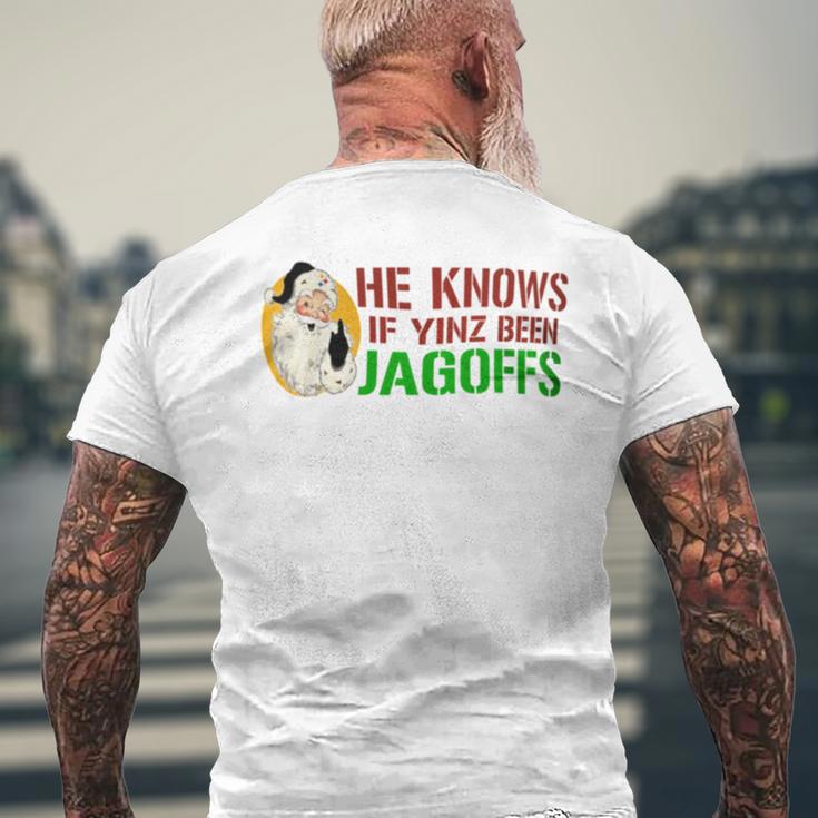 He Knows If Yinz Been Jagoffs Pittsburghese Santa Christmas Men's T-shirt Back Print Gifts for Old Men