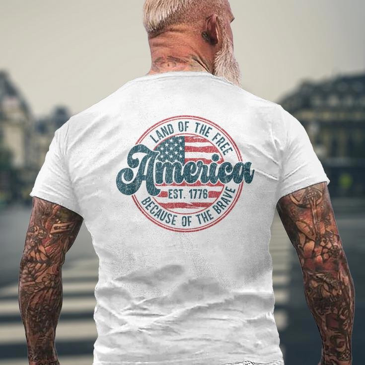 Land Of The Free Because Of The Brave Vintage 4Th Of July Men's T-shirt Back Print Gifts for Old Men