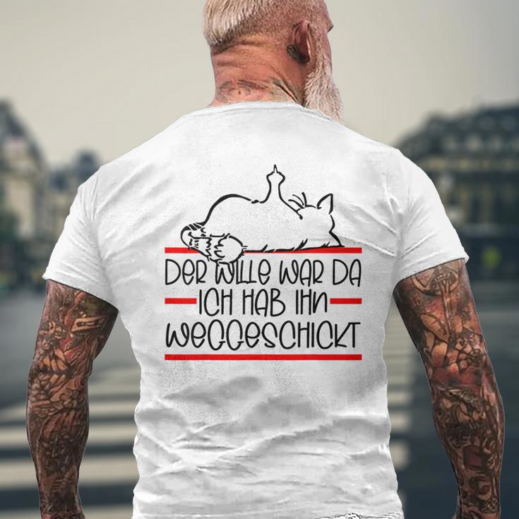 Lazy Cat Saying Der Wille War Da Cat S T-Shirt mit Rückendruck Geschenke für alte Männer