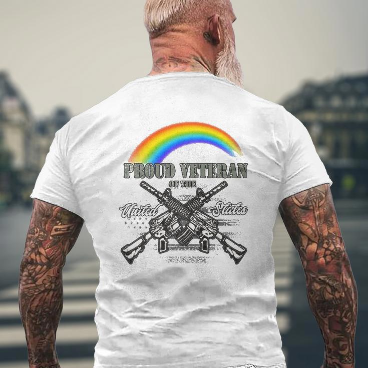 Lgbtq July 4Th American Flag Rainbow Proud Veteran Mens Back Print T-shirt Gifts for Old Men