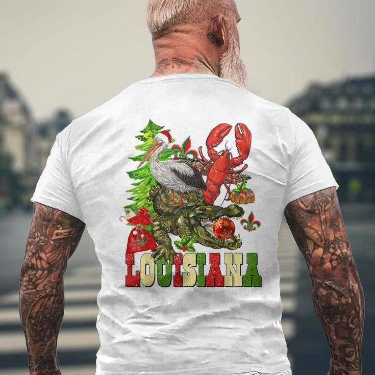 Louisiana Cajun Christmas Crawfish Pelican Alligator Xmas Men's T-shirt Back Print Gifts for Old Men
