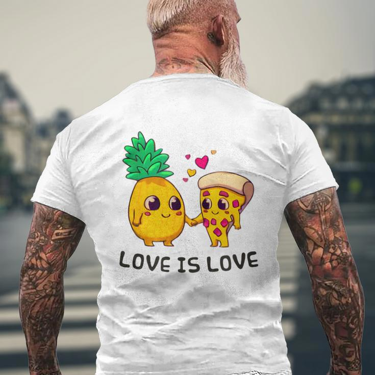 Love Is Love Cute Pride Pineapple Pizza Men's T-shirt Back Print Gifts for Old Men