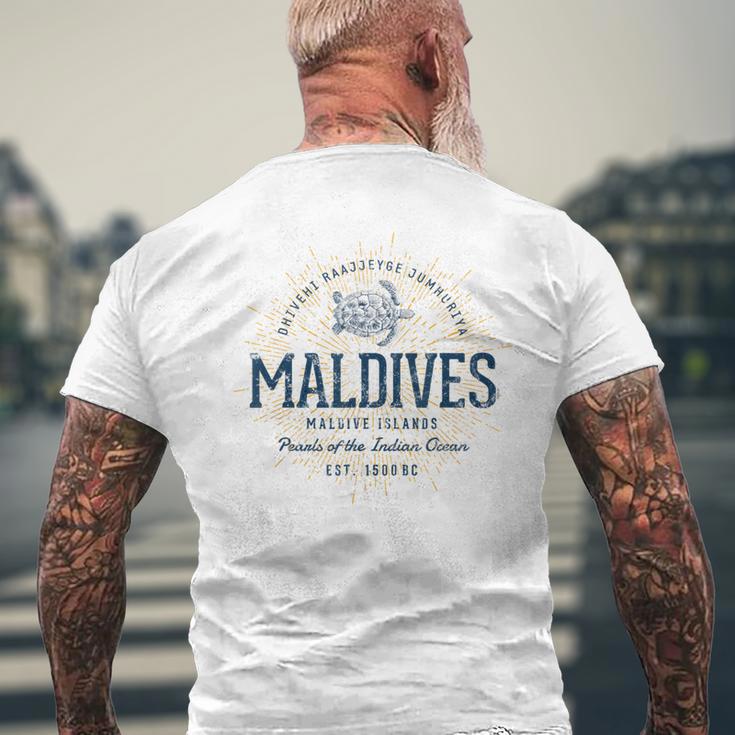 Maldives Retro Style Vintage Maldives White S T-Shirt mit Rückendruck Geschenke für alte Männer