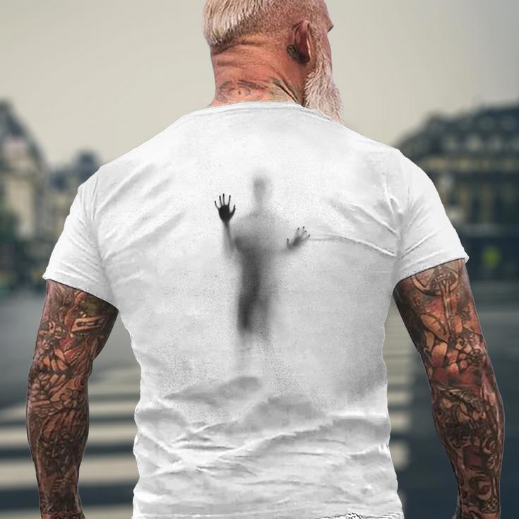 Man Lying On Glass Men's T-shirt Back Print Gifts for Old Men