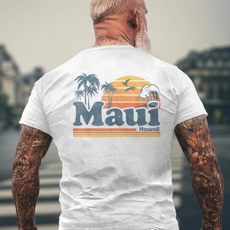 Maui Hawaii Vintage Surf Beach Surfing 70'S Retro Hawaiian Men's T-shirt Back Print Gifts for Old Men