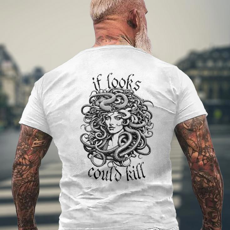 Medusa Greek Mythology Gorgon Pun Men's T-shirt Back Print Gifts for Old Men