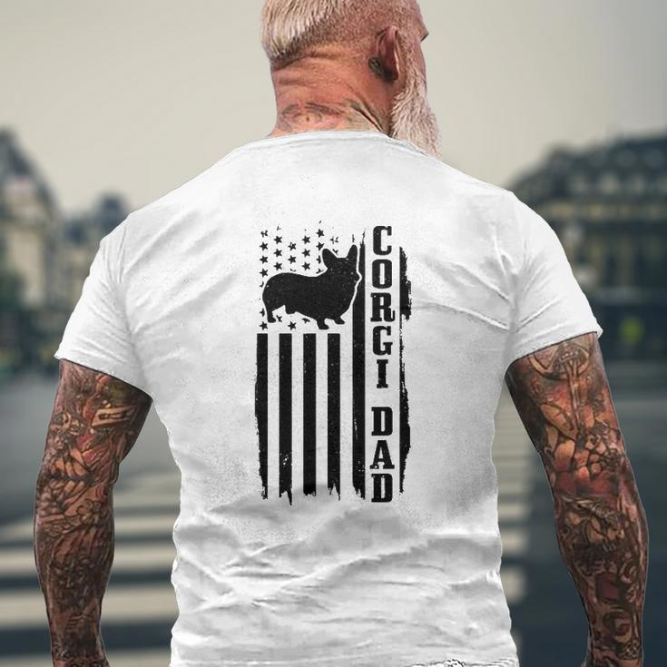 Mens Corgi Dad Vintage American Flag Patriotic Corgi Dog Mens Back Print T-shirt Gifts for Old Men