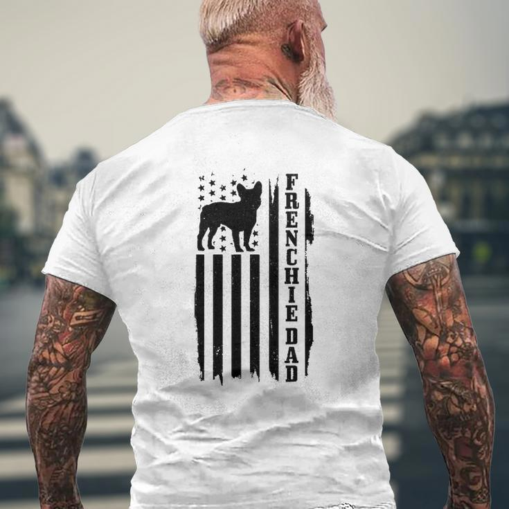 Mens Frenchie Dad Vintage American Flag Patriotic French Bulldog Mens Back Print T-shirt Gifts for Old Men