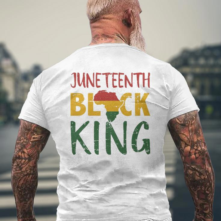 Mens Juneteenth Black King In African Flag Colors For Afro Pride Mens Back Print T-shirt Gifts for Old Men