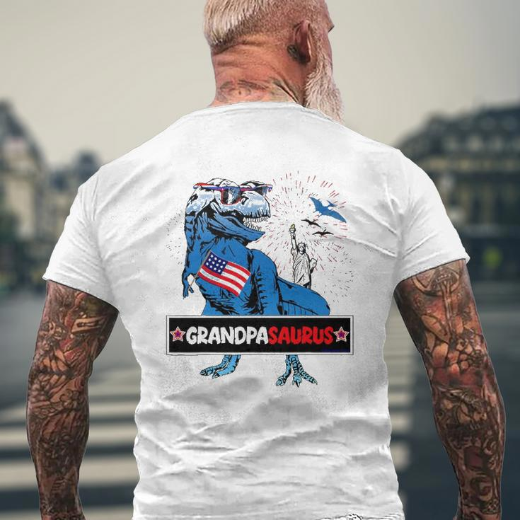 Mens Matching Family 4Th Of July Patriotic Grandpasaurusrex Mens Back Print T-shirt Gifts for Old Men