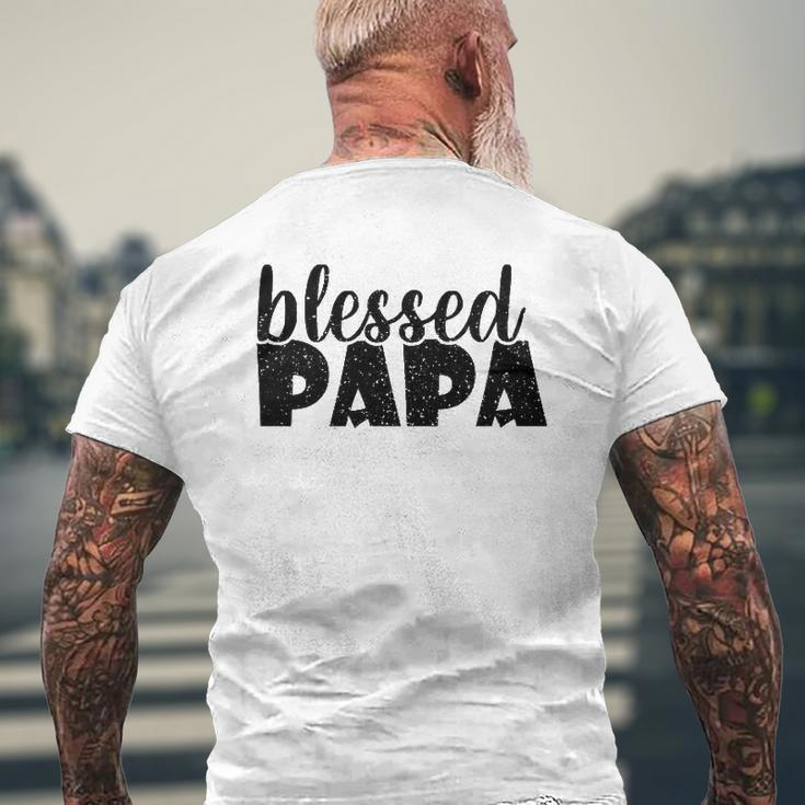 Mens Papa Grandpa Proud New Dad Blessed Papa Father's Day Mens Back Print T-shirt Gifts for Old Men