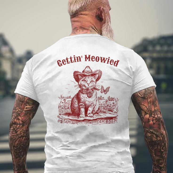 Meowdy Bachelorette Party Cowgirl Cowboy Cat Bridal Squad Men's T-shirt Back Print Gifts for Old Men