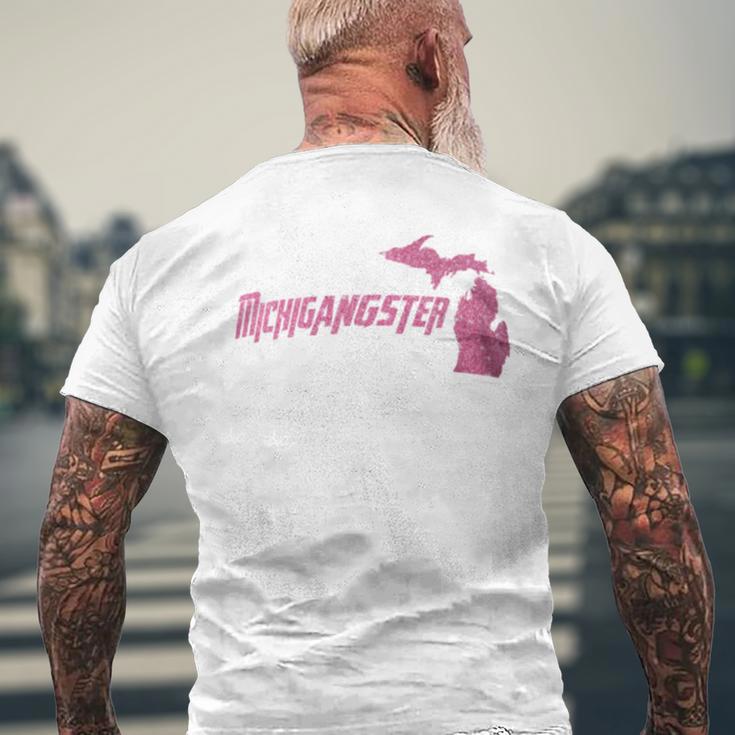 Michigangster Detroit Michigan Midwest Mitten Men's T-shirt Back Print Gifts for Old Men