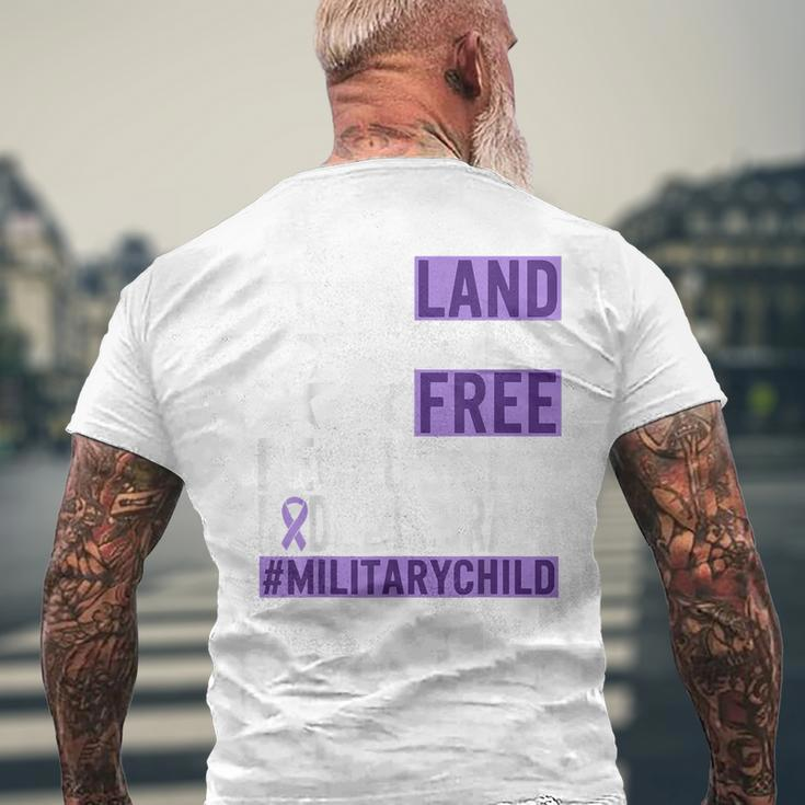 Military Child Month Purple Up Land Of The Free Daddy Brave Men's T-shirt Back Print Gifts for Old Men