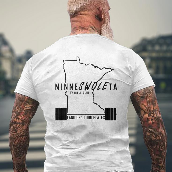 Minneswoleta Barbell Minnesota Gymer Mens Back Print T-shirt Gifts for Old Men