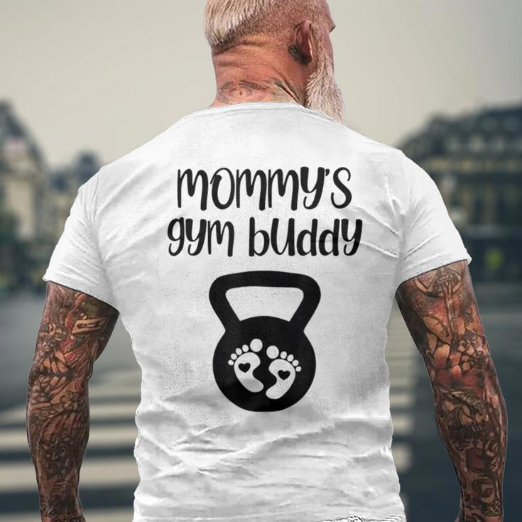 Mommy's Gym Buddy Pregnant Kettlebell Lifting Bodybuilding Men's T-shirt Back Print Gifts for Old Men