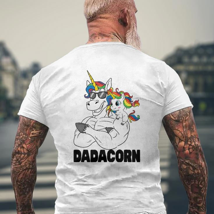 Muscle Unicorn Dad Baby Daughter Shoulder Sitting Dadacorn Mens Back Print T-shirt Gifts for Old Men