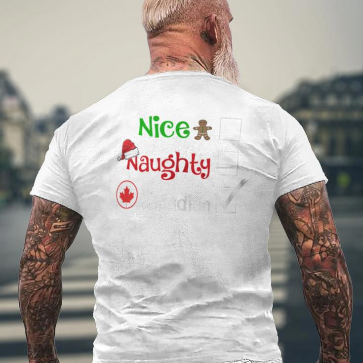 Nice Naughty Canadian Canada Santa Christmas Pyjama Pjs Men's T-shirt Back Print Gifts for Old Men