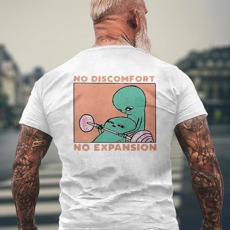 No Discomfort No Expansion Training Mens Back Print T-shirt Gifts for Old Men
