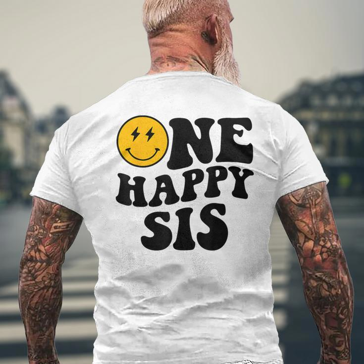 One Happy Sis Smile Face Birthday Theme Family Matching Men's T-shirt Back Print Gifts for Old Men