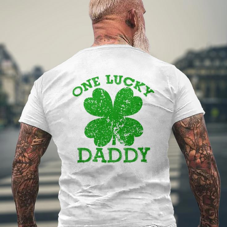 One Lucky Daddy Vintage St Patricks Day Men Mens Back Print T-shirt Gifts for Old Men