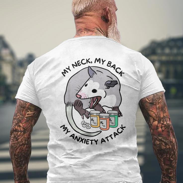 Opossum Screaming My Neck My Back My Anxiety Attack Men's T-shirt Back Print Gifts for Old Men