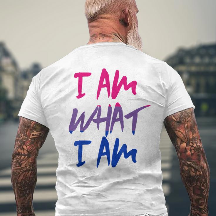 I Am What I Am I Am Flag For Bisexual T-Shirt mit Rückendruck Geschenke für alte Männer